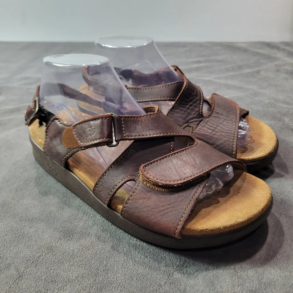 SAS Tripad Comfort Brown Leather Adjustable Strappy Sandals Womens 9 W‎ 203260